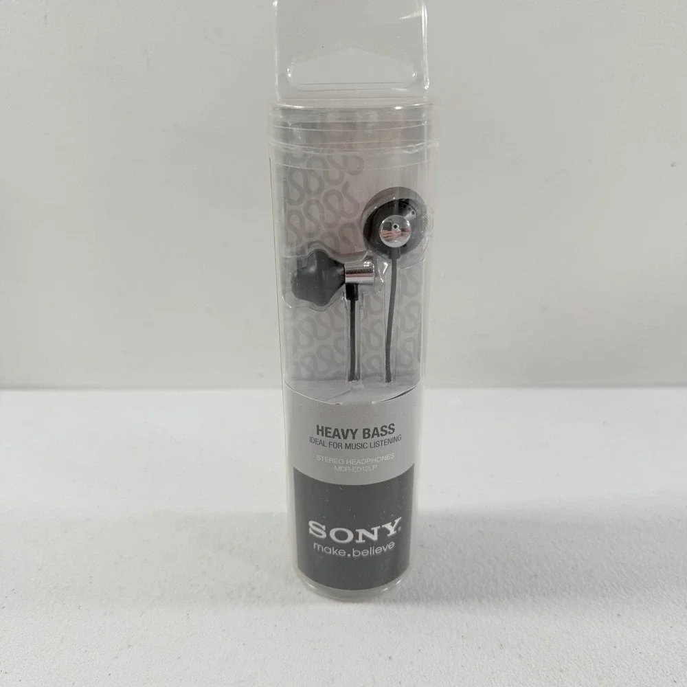 Sony MDR-ED12LP‎ Stereo Headphones Heavy Bass Black Silver Earbuds NEW SEALED